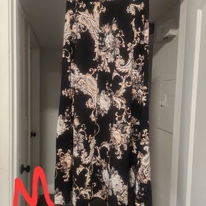 Floral A-Line Skirt - Black and Cream